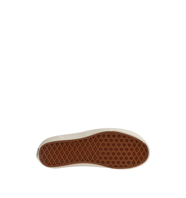 Image 4 of 5 - BROWN - VANS Authentic Reissue 44 LX Sneakers featuring low-top, lightweight canvas upper,  lace-up closure, logo flag at outer side, rubber logo patch at heel, textured rubber midsole, treaded rubber sole and contrast stitching in white. Upper: canvas. Sole: rubber.  