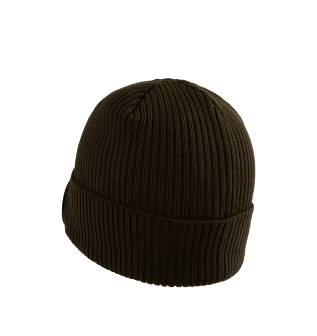 BROWN - C.P. COMPANY Goggle Beanie featuring rib knit, extrafine merino wool and acetate lenses at rolled brim. 100% extrafine merino wool. Made in Italy.