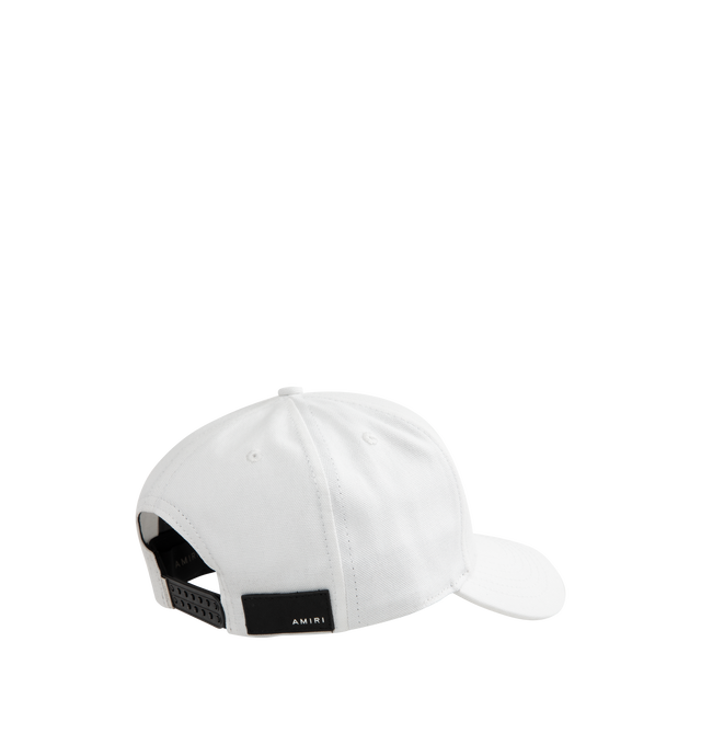 Image 2 of 2 - WHITE - Amiri Starburst Canvas Hat has embroidery at the front, a curved brim, embroidered eyelets, an Amiri logo, and a double snapback fastening. Made in USA.  