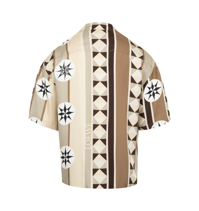 Image 2 of 2 - MULTI - Loewe Paula's Ibiza Shirt in lightweight washed silk twill featuring an exclusive compass print with a placed Anagram. Relaxed fit, regular length with a classic collar, button front fastening, chest patch pocket and split sides. Silk. Made in Portugal. 