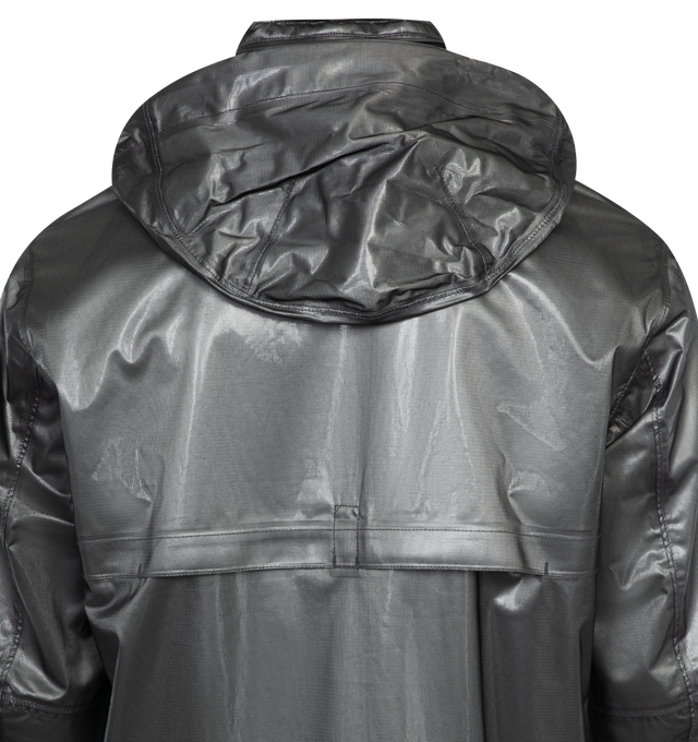 Image 3 of 3 - GREY - STONE ISLAND Metallic Jacket featuring valet stand collar, long opening edged by piping with segmented zipper closure, side slant pocket with zipper closure edged in piping, waist flap with two ventilation openings, Stone Island badge on the left sleeve, partially elasticized cuffs with tightening sna, storm flap on back with two ventilation openings and two-way zipper closure fastening trimmed in piping. 100% polyester. Coating: 100% polyurethanic resin. Lining: 100% polyamide/nylon. 