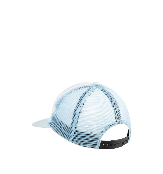 Image 2 of 2 - BLUE - GALLERY DEPT. GD Custom Hat featuring adjustable buckle fastening, trucker style, mesh sides, curved peak and logo at front. 