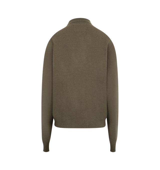 Image 2 of 2 - GREEN - EXTREME CASHMERE Be For Sweater featuring reinvented classic polo-neck cashmere sweater with three buttons to close, rib knitted at neck, cuffs and hem and long sleeves. 89% cashmere, 10% nylon, 1% elastane. 