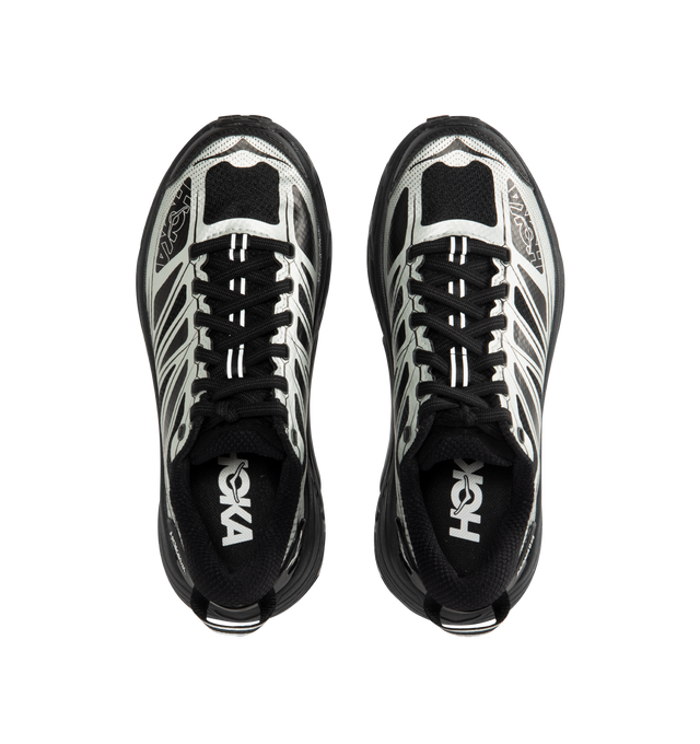 Image 5 of 5 - BLACK - HOKA U Mafate Speed 2 Sneaker featuring mesh and textile upper with Vibram  sole, lace-up front, compression molded EVA midsole and back pull-tab. 