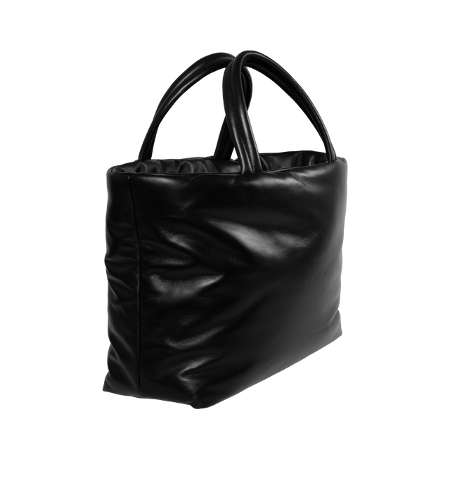 Image 2 of 3 - BLACK - SAINT LAURENT Puffer Tote featuring one zip pocket, leather lining and Saint Laurent signature. 16.119.7 X 16.9 X 6.7 inches. Handle drop: 7.5 inches. 98% lambskin, 2% metal. 
