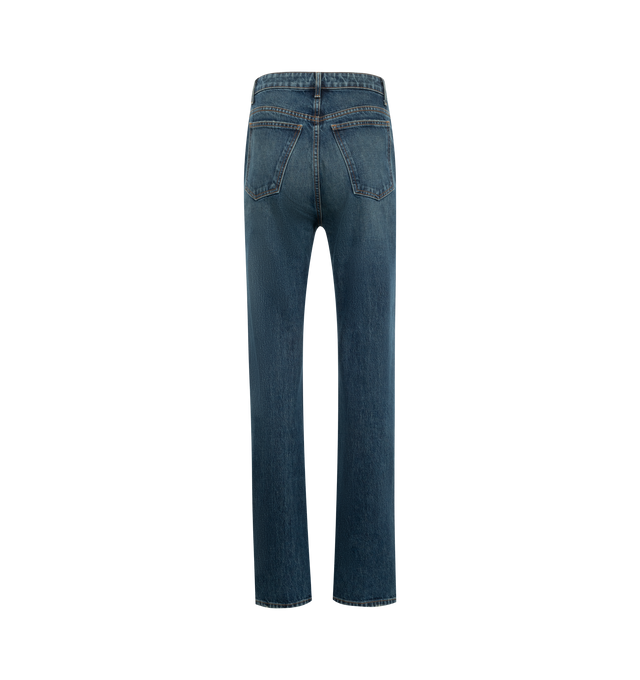 Image 2 of 3 - BLUE - Khaite Danielle high-rise jeans are designed to flatter and visually elongate the legs,  with a stovepipe silhouette and the structure of cotton denim. Finished by hand. 98% cotton, 2% polyurethane. 