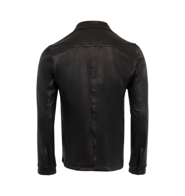 Image 2 of 2 - BLACK - GIORGIO BRATO Leather Jacket featuring front button closure, button cuffs, three patch pockets on front and collar. 