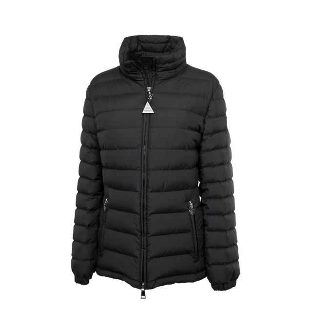 Image 1 of 3 - BLACK - MONCLER Abderos Jacket featuring recycled polyester lining, crafted from nylon front and pocket welts, down-filled, zipper closure, zipped welt pockets, waistband with internal drawstring fastening and elastic cuffs. 100% polyester. Padding: 90% down, 10% feather. 