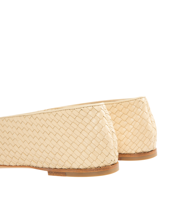 Image 3 of 4 - NEUTRAL - BOTTEGA VENETA Rosa Flat featuring woven lambskin leather with supple construction, smooth piping detail and rubber-injected leather outsole. Lambskin. Made in Italy. 