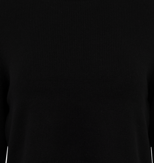 Image 3 of 3 - BLACK - NILI LOTAN Venus Sweater featuring light to medium weight gauge slim sweater, fully fashioned along neck, sleeve and arm hole and center back signature cableknit detail. 100% cashmere.  