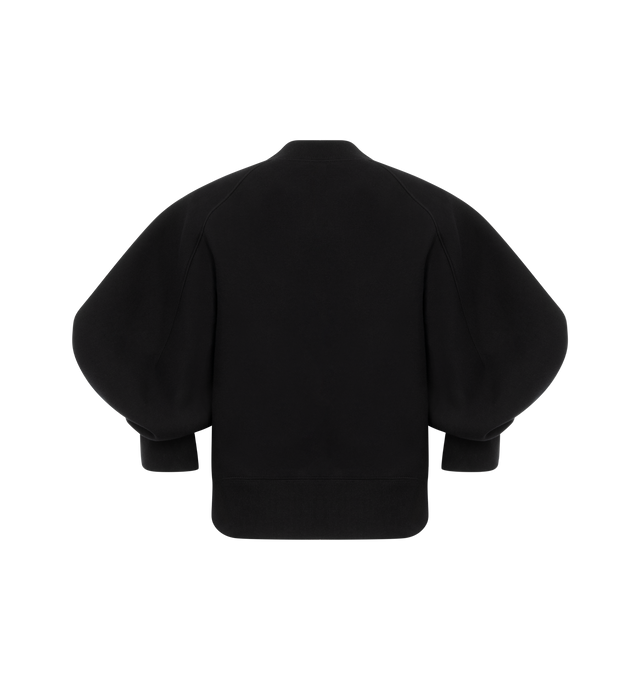 Image 2 of 2 - BLACK - Sacai Women's Sponge cotton- and polyester-blend jersey sweatshirt featuring paneled construction, rib-knit crewneck, hem, and cuffs and raglan puff sleeves. Body: 62% cotton, 38% polyester. Trim: 100% cotton. Made in Japan. 