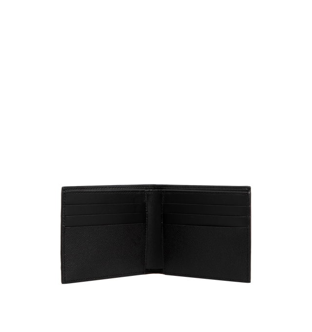 Image 2 of 3 - BLACK - OFF-WHITE Jitney Bifold Wallet featuring gold-tone logo hardware at face, six card slots, two patch pockets and one note slot. H3.5" x W4.25" x D0.5".  100% leather. Made in Italy. 