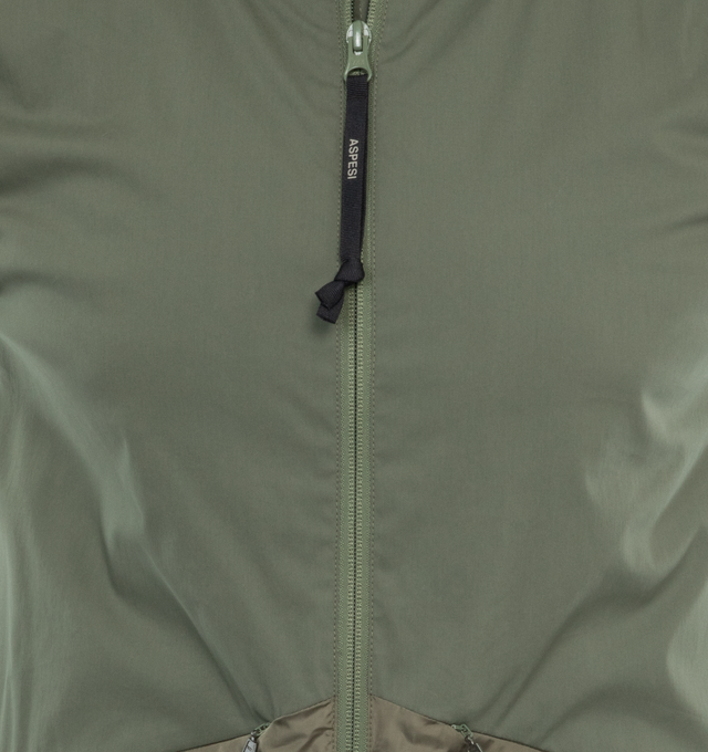 Image 3 of 3 - GREEN - ASPESI Gilet Tang Vest featuring standing collar, two-way zipper closure and sleeveless. 