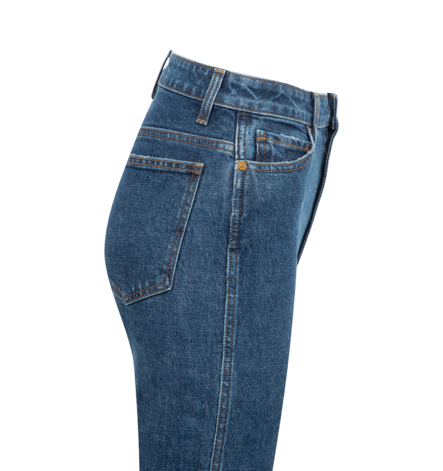 Image 3 of 3 - BLUE - Khaite Danielle high-rise jeans are designed to flatter and visually elongate the legs,  with a stovepipe silhouette and the structure of cotton denim. Finished by hand. 98% cotton, 2% polyurethane. 