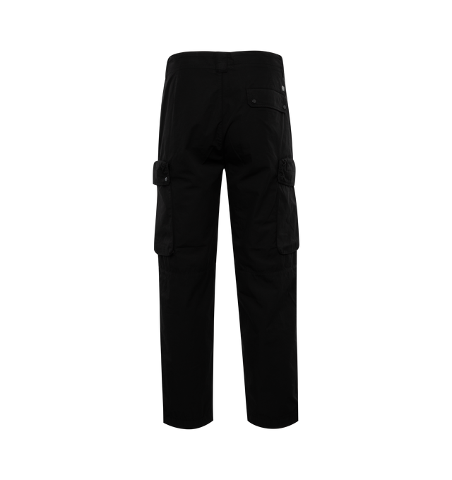 Image 2 of 3 - BLACK - C.P. COMPANY Rip-Stop Loose Utility Cargo Pants featuring zip fly and button fastening, reinforced belt loops, slanted hand pockets, single buttoned back pocket, multiple secure leg pockets, lens detail, adjustable leg openings, garment dyed and loose fit. 100% cotton. 