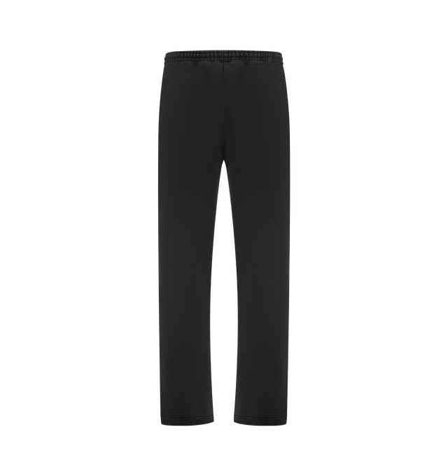 Image 2 of 3 - BLACK - BALENCIAGA Masking Tape Baggy Pants featuring heavy fleece, mid-waist, elasticated waistband, 2 slash pockets and masking tape artwork on left leg. 100% cotton. Made in Portugal. 