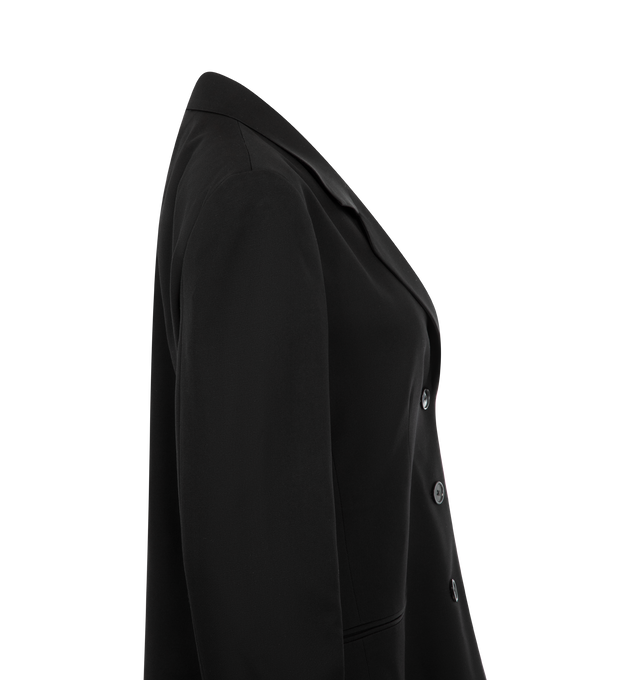 Image 3 of 5 - BLACK - The Row Holbrook classic tailored jacket in Japanese wool with notched lapels, front besom pockets, and horn button closures. 100% Wool lined in 100% Silk Habotai. Made in Italy. 