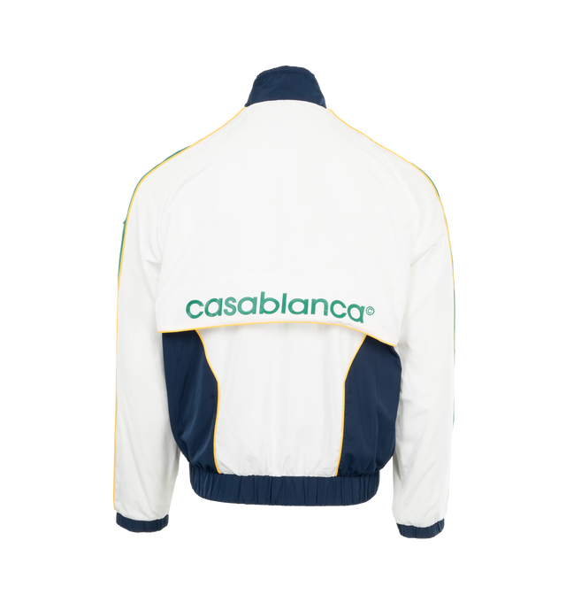 Image 2 of 3 - MULTI - Casablanca Embroidered Track Jacket has a full zipper closure, a stand collar with a drawstring, elastic cuffs and hem, logo branding, and side pockets. 100% polyester.  