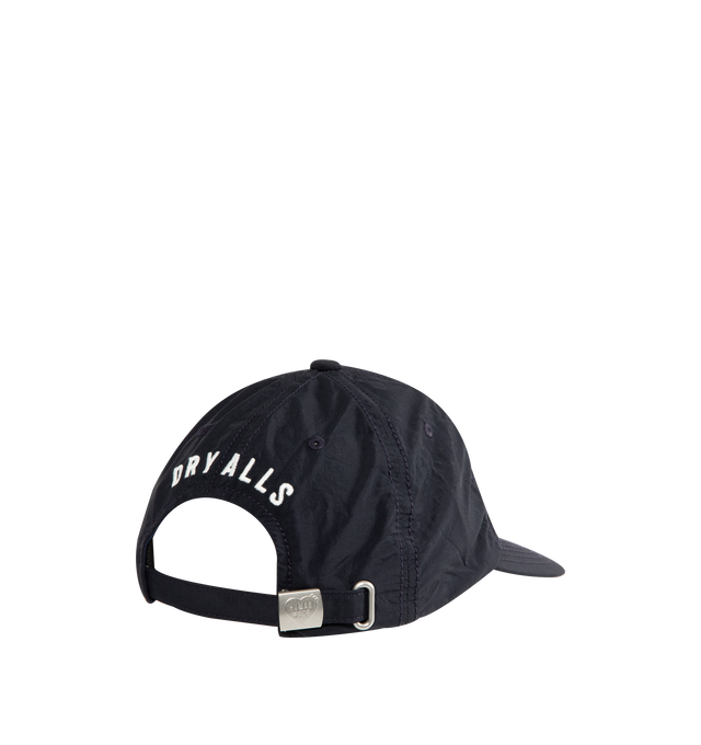 Image 2 of 2 - NAVY - HUMAN MADE 5 Panel Nylon Cap featuring a standard silhouette, thin, lightweight nylon fabric, soft brim, 5 panels, embroidered logo graphic on the front and rear adjuster for easy adjustments. 100% nylon.  
