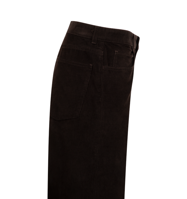 Image 3 of 3 - BROWN - THE ROW Eglitta Pant featuring mid rise, 5-pocket, corduroy, loose fit, straight leg and zipped fly closure. 99% cotton, 1% elastane. Made in Italy. 