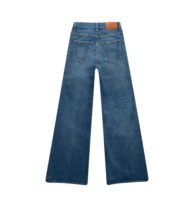 Image 2 of 2 - BLUE - CHLOE Straight Jeans featuring high-rise, front zipper & Chlo Jeans Paris-engraved button fastening, classic 5-pocket design, belt loops and Chlo patch at back. 100% cotton. 