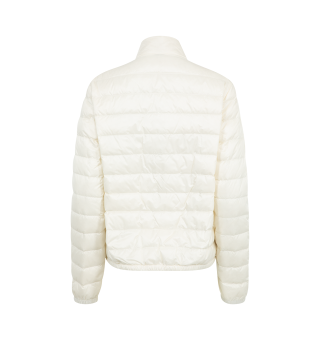 Image 2 of 3 - WHITE - MONCLER Lans Short Down Jacket featuring tech fabric with down fill, standup collar featuring snap buttons, zip-up closure, flap pockets and logo patch at sleeve. 100% polyamide/nylon. Padding: 90% down, 10% feather. Made in Armenia. 