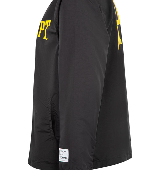 Image 3 of 3 - BLACK - GALLERY DEPT. Dept Coach Jacket featuring lightweight snap button-up jacket, relaxed fit with inner breathable mesh lining, front pockets and an inner pocket, button cuffs, Chateau Josu logo on the front, shrunken FRENCH DPT. logotype on the front and enlarged logotype on the back. 100% polyamide. Made in Portugal. 