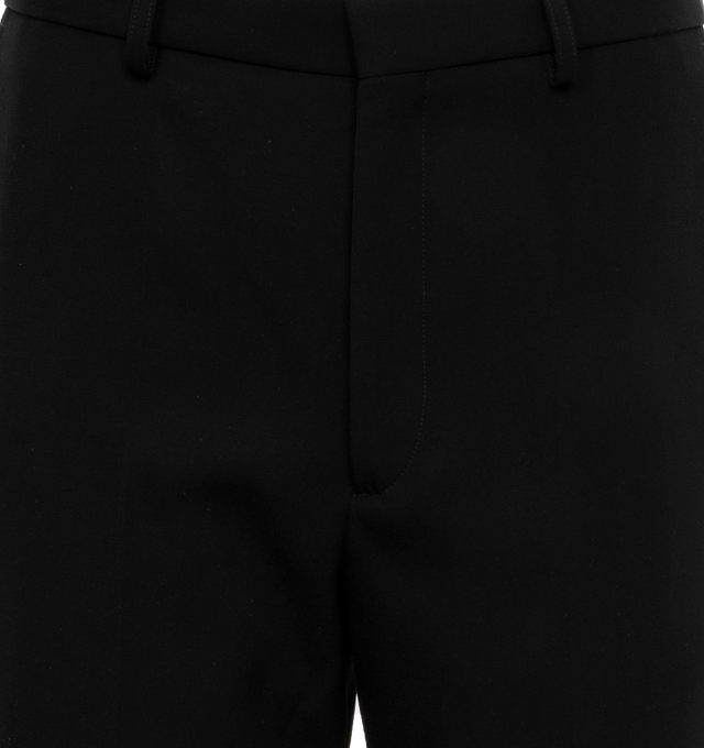 Image 4 of 4 - BLACK - SECOND LAYER Zooty Trouser featuring fully constructed waistband with hook and eye closure, zip fly, front slash pockets and patch back pocket. 84% wool, 16% mohair. Made in Italy. 