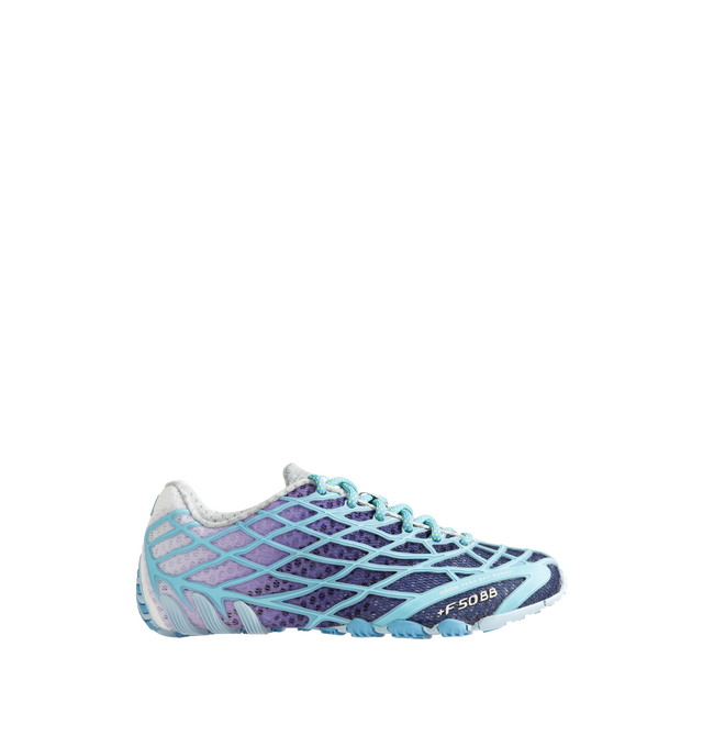 Image 1 of 5 - BLUE - Adidas x Bad Bunny F50 Ghost Sprint Sneakers are crafted with a streamlined low-top silhouette and feature speed-inspired design elements, signature Bad Bunny collaboration details, lace-up fastening, and a durable rubber sole. These designer sneakers combine football-inspired heritage with contemporary streetwear styling for elevated everyday wear. Main Material: Textile and Synthetic Upper. Sole: Rubber. 
