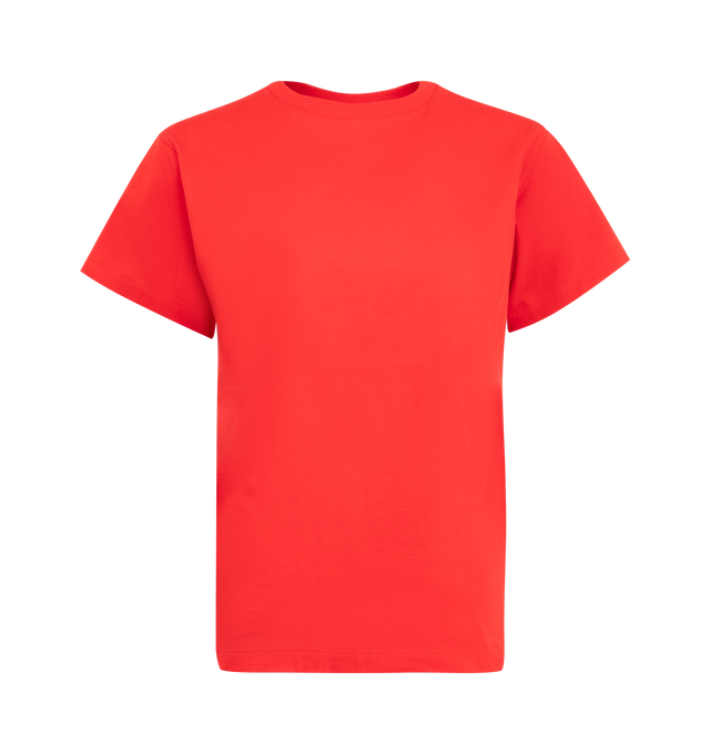 Image 1 of 2 - RED - THE ROW Florie Top featuring crewneck, brushed organic cotton jersey, slim fit, ribbed neckline, and signature center back detail. 100% cotton. Made in Italy. 