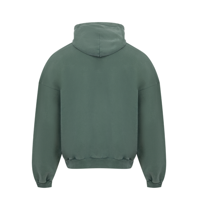 Image 2 of 2 - GREEN - BALENCIAGA BB Icon Stencil Hoodie Large Fit featuring dry fleece, hood with drawstring, dropped shoulders, 1 kangaroo pocket on front, gathered at cuffs and waistline and BB icon stencil artwork printed at front. 100% cotton. Made in Portugal. 