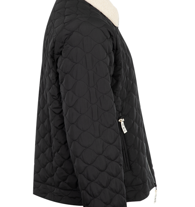 Image 3 of 3 - BLACK - Advisory Board Crystals Quilted Snow Jacket (Mens) has a fleece collar, a 2-way zipper closure, side zip pockets, a woven flag label, and zipper pulls. 