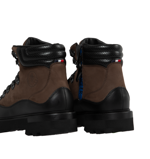 Image 3 of 4 - BROWN - MONCLER Peka Trek Hiking Boots featuring water-repellent nubuck upper, leather insole, lace and zipper closure, leather welt, micro rubber midsole and vibram rubber tread. Made in Italy. 