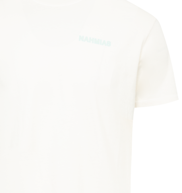 Image 3 of 3 - WHITE - NAHMIAS Queen of the Coast T-shirt featuring ribbed crewneck, short sleeves, logo on front and graphic printed on back. 100% cotton.  