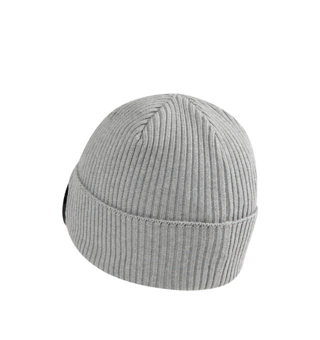 Image 2 of 2 - GREY - C.P. Company Goggle Beanie features the brand's goggle detail, a ribbed knit design, and a turned-up brim. 100% cotton. Made in Italy. 