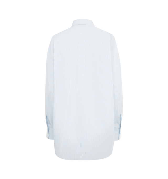 Image 2 of 2 - WHITE - THE ROW Caster Shirt featuring relaxed fit, button-up front closure, curved hem, center back yoke with box pleat, and exposed front placket with mother-of-pearl buttons. 100% cupro. Made in Italy. 