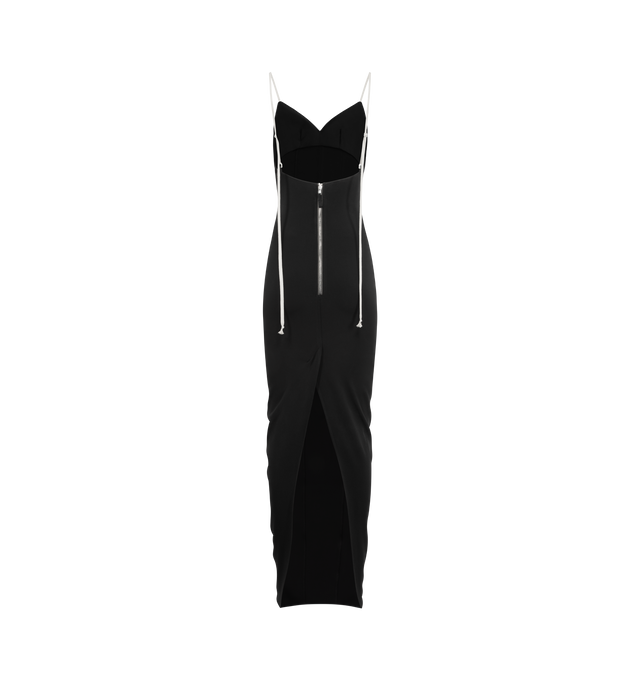 Image 2 of 2 - BLACK - RICK OWENS Maillot Gown featuring long dress, skinny straps, deep back neckline, zip fastening and back slit. 60% viscose, 36% acetate, 4% elastane. 