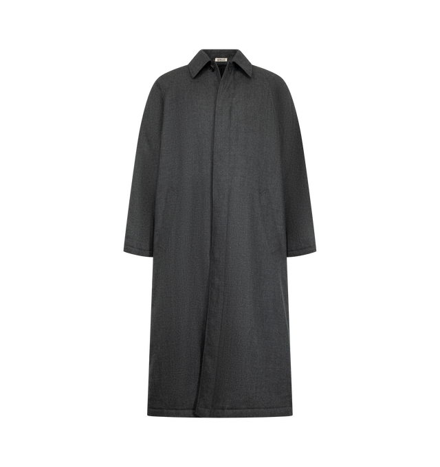 Image 1 of 3 - GREY - Auralee Men's Super Light Wool Padded Coat is crafted from a wool velvet made from high-quality wool material. The Coat features a relaxed fit, lining, minimal padding, and a smooth light feel that is perfect for autumn or winter.   