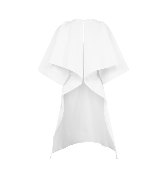 Image 2 of 2 - WHITE - JACQUEMUS The Moisson Tunic featuring an open-back tunic dress, oversized fit, technical cotton poplin, open polo neckline, wide short sleeves, below-the-knee length in the front, button and loop closure on the back and fully open back with draped panels on each side. 100% cotton. Made in Bulgaria. 