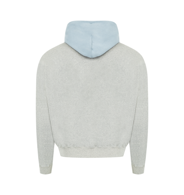 Image 2 of 2 - GREY - AURALEE Cotton Hoodie featuringe relaxed silhouette, a kangaroo pocket and a contrasting drawstring hood. 100% cotton. 