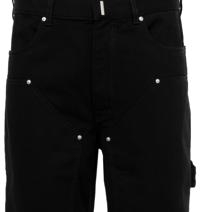 Image 4 of 4 - BLACK - GIVENCHY STUDDED CARPENTER PANT featuring front scoop pockets, back patch pockets, painter loop at side, reinforced front legs and loose fit. 100% cotton. 