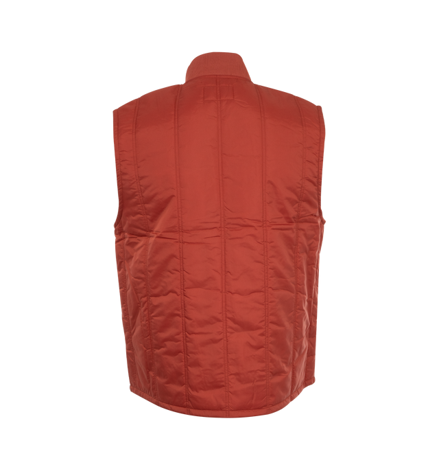 Image 2 of 2 - RED - Carhartt WIP Lachlan Liner Vest made from a lightweight nylon fabric, featuring a vertical quilted lining, rib-knit collar, two front pockets, woven square label, front closure with two-way zip. 100% Nylon with nylon lining. 