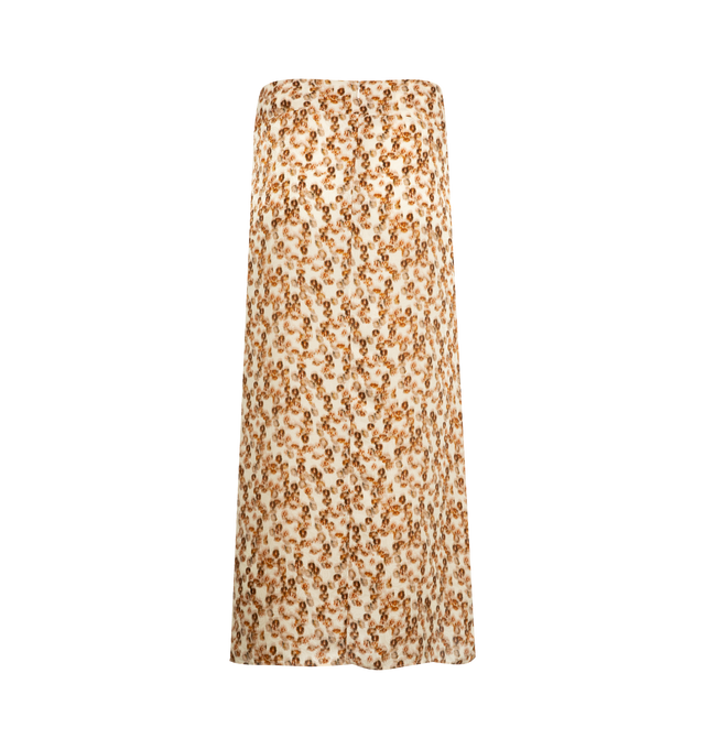 Image 2 of 2 - ORANGE - ISABEL MARANT Lisanne Skirt featuring printed silk blend midi skirt, fitted waistband, inlaid yoke, done up in back with a hook and a hidden zipper, asymmetrical hem, crepe skirt bottom and flared and flowing. 65% viscose, 35% silk. 