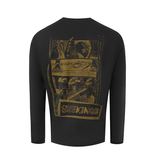 Image 2 of 2 - BLACK - Seekings Comic Book Longsleeve T-Shirt has a crew neck, printed graphic artwork, and single stitch construction. 100% cotton. Made in USA.  