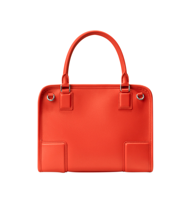 Image 9 of 17 - ORANGE - Loewe Small Amazona 180 Bag in leather features a relaxed silhouette anchored by a single toron top handle, designed to be carried open, while a concealed closure secures the main compartment, three carry options: short handle, removable shoulder strap and crossbody, zip closure with two leather zip pullers, two compartments, main compartment closed with magnetic closure, internal flat pocket, left side d-ring for customization, nappa lambskin lining, and embossed double L branding. 