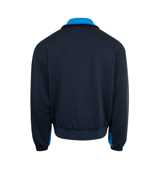 Image 2 of 2 - NAVY - Adidas x Wales Bonner Pique Track Top featuring two-way front zipper closure, side slant pockets, embroidered logo and jersey fabric. 94% recycled polyester, 6% spandex. 