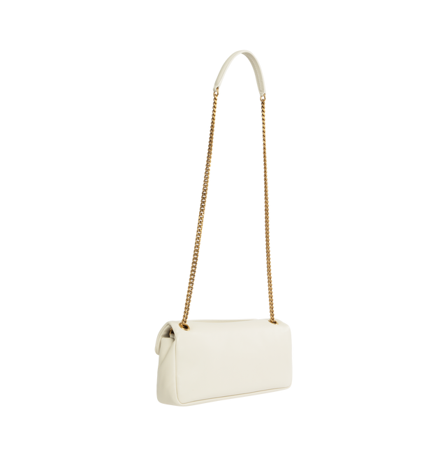 Image 2 of 3 - WHITE - SAINT LAURENT Calypso padded shoulder bag featuring snap button closure and one zip pocket. Chain drop 9.4". Dimensions: 2.8 x 5.5 x 10.6 inches. 100% leather. Made in Italy.  