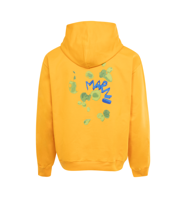 Image 2 of 2 - YELLOW - MARNI Logo-Embroidered Hoodie featuring gaphic logo embroidery on the chest and back, hood, long sleeves, rib-knit cuffs, rib-knit hem and pulls over. 100% cotton. Made in Italy. 