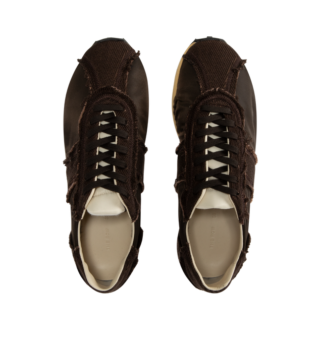 Image 5 of 5 - BROWN - The Row deconstructed sneaker in soft wool and technical nylon with raw edge finish and cushioned sole with micro rubber tread.35% Wool, 15% Linen, 50% Polyester Lined in 70% Polyester, 30% Leather with Rubber sole. Made in Italy. 