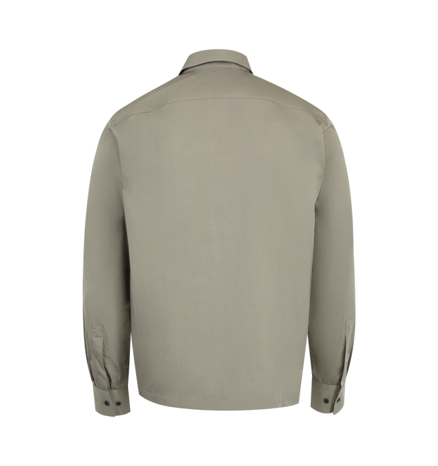 Image 2 of 2 - GREY - Dries Van Noten Corran Shirt has a spread collar, a placket concealed 2-way zip front closure, a chest patch pocket, and button cuffs. 100% nylon. Made in Hungary.  